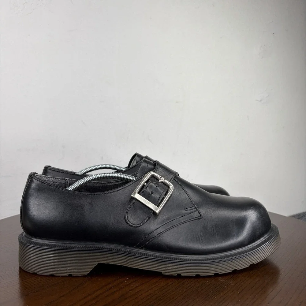 Dr. Martens The Original Shoes Men's 9 Black Leather Monk Steel Toes Work Buckle